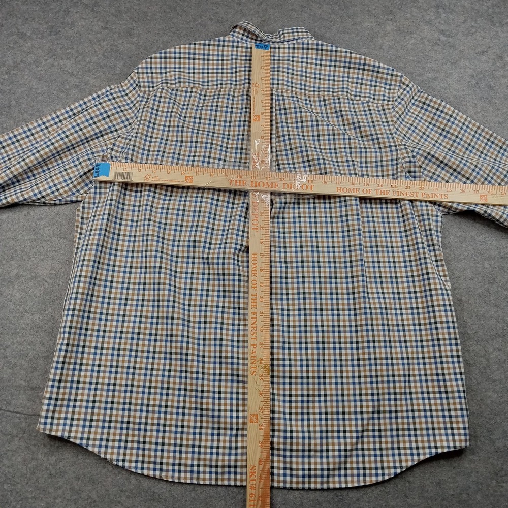 Duluth Trading Shirt Mens XL Blue Brown Plaid Button Front Long Sleeve Casual - Picture 3 of 6